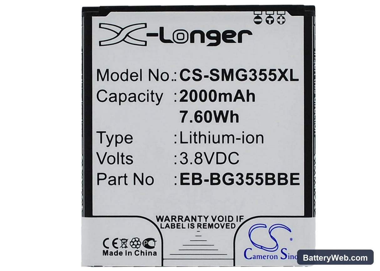 Samsung SM-G355 Replacement Battery, 3.8V, 2000mAh, Li-ion 5