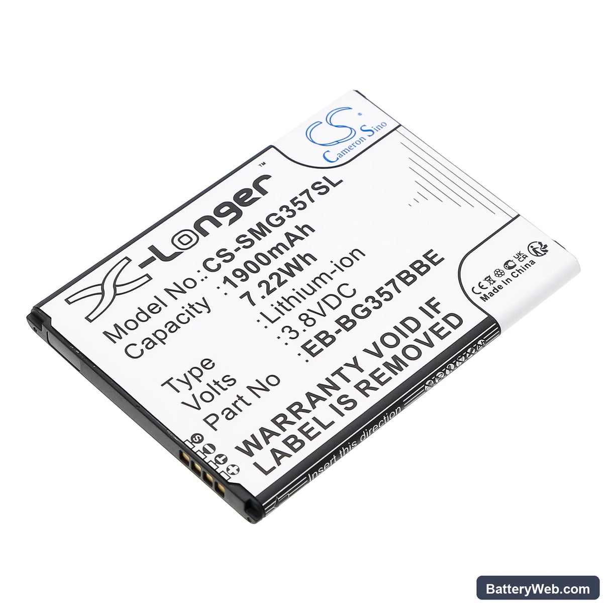 Samsung SM-G357M Replacement Battery, 3.8V, 1900mAh, Li-ion 1