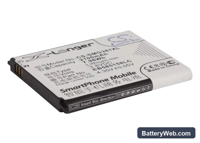 Samsung SM-G3812 Replacement Battery, 3.8V, 2100mAh, Li-ion 1