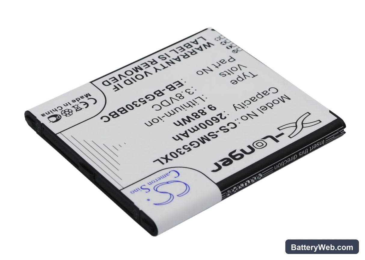 Samsung Galaxy Grand Prime Replacement Battery, 3.8V, 2600mAh, Li-ion 3