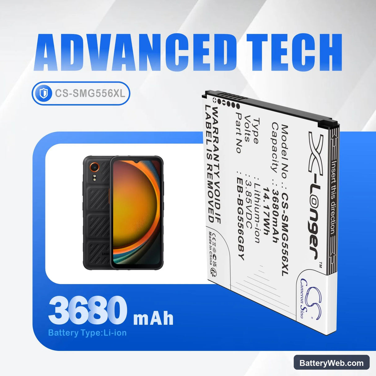 Samsung Galaxy XCover7 5G Replacement Battery, 3.85V, 3680mAh, Li-ion 7
