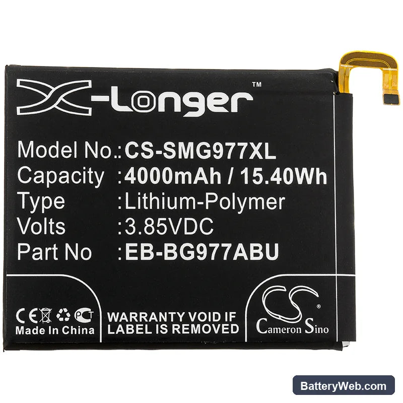 Samsung Galaxy S10 5G Replacement Battery, 3.85V, 4000mAh, Li-Polymer 3
