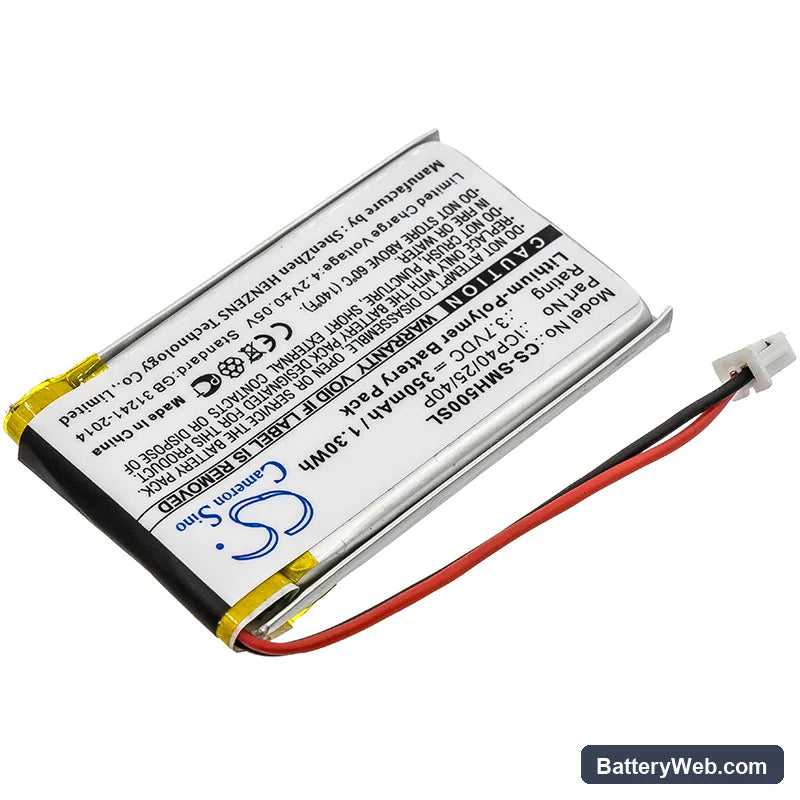 Sena SMH-5 Replacement Battery, 3.7V, 350mAh, Li-Polymer 2