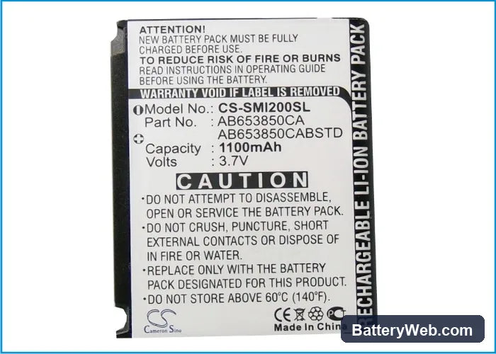 Samsung SCH-i220 Replacement Battery, 3.7V, 1100mAh, Li-ion 5