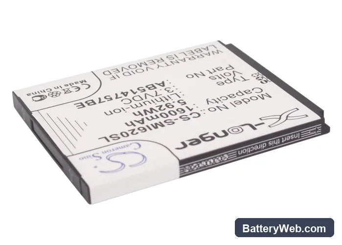 Samsung SGH-i620 Replacement Battery, 3.7V, 1600mAh, Li-ion 2