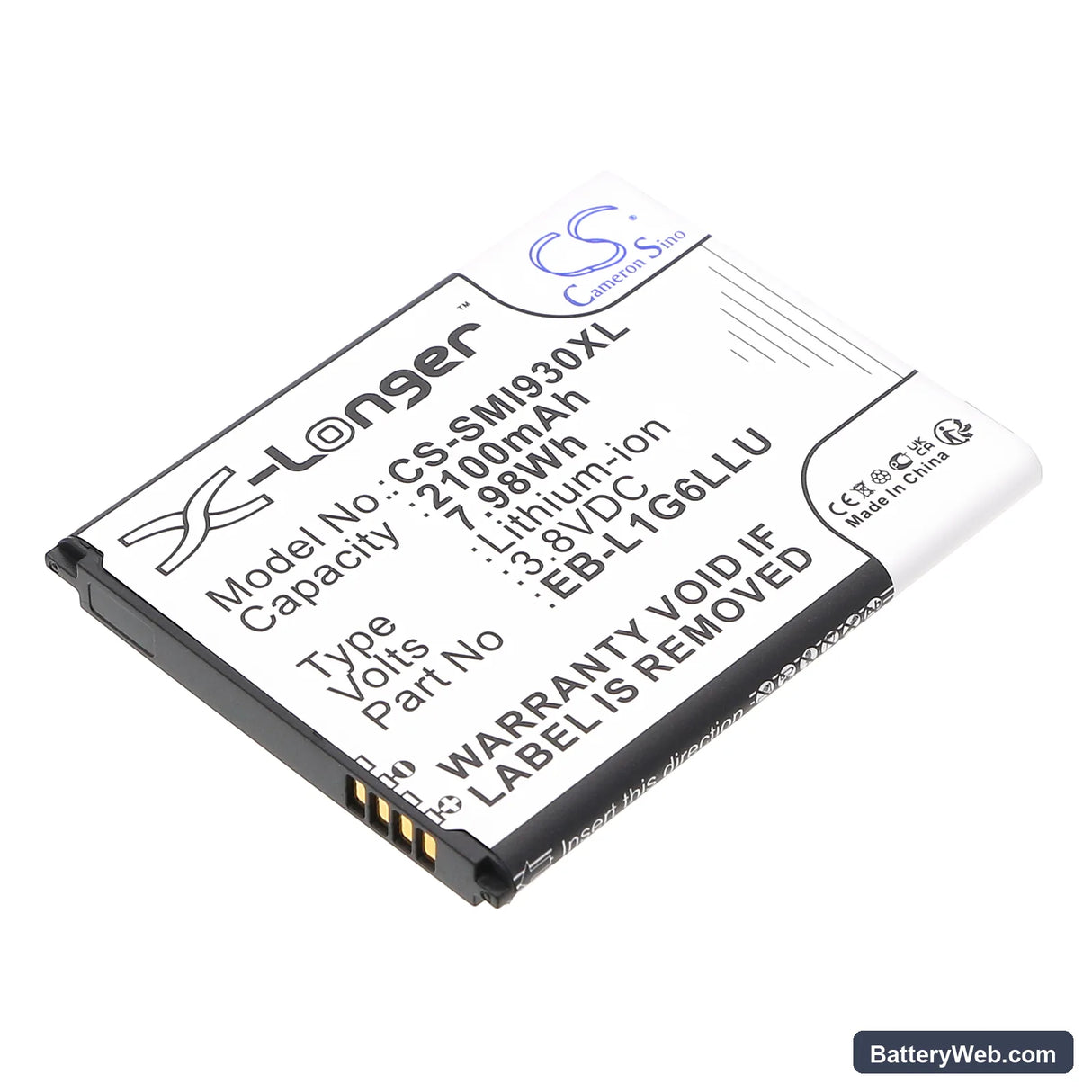 USCellular Galaxy S3 Replacement Battery, 3.8V, 2100mAh, Li-ion 1