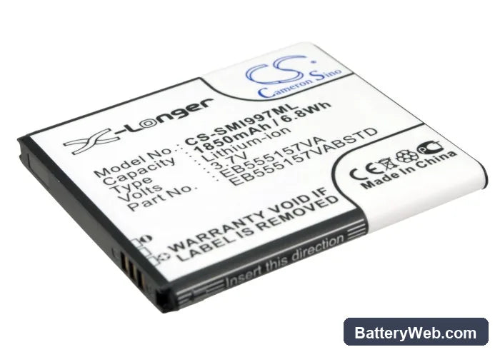 Samsung SGH-i997 Replacement Battery, 3.7V, 1850mAh, Li-ion 3