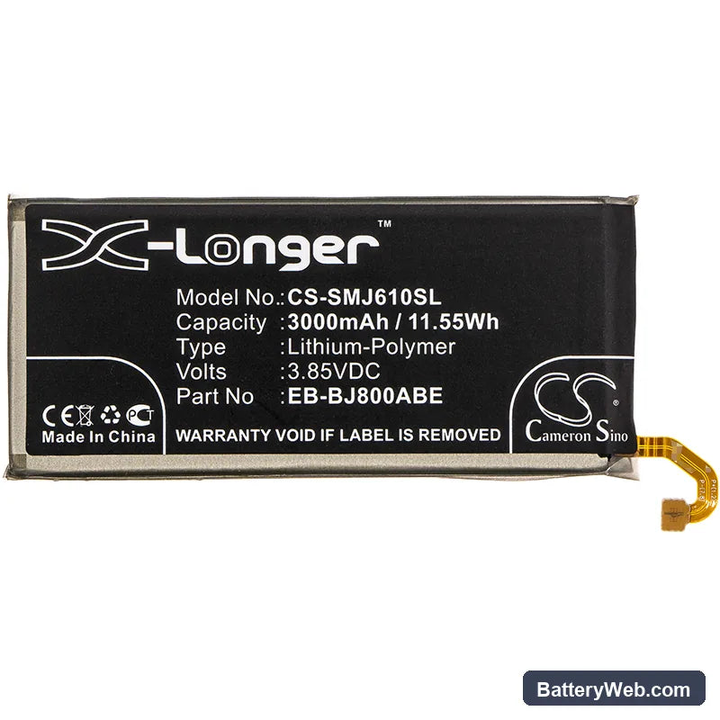 Samsung SM-J600L Replacement Battery, 3.85V, 3000mAh, Li-Polymer 3