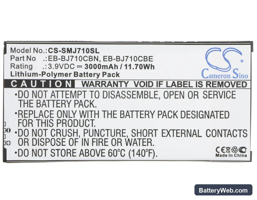 Samsung SM-J7109 Replacement Battery, 3.9V, 3000mAh, Li-Polymer 5
