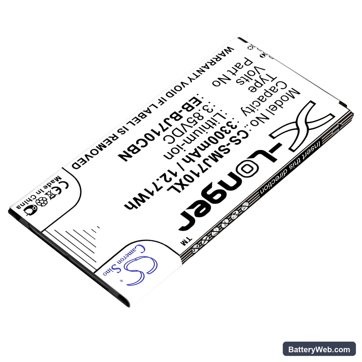 Samsung SM-J7109 Replacement Battery, 3.85V, 3300mAh, Li-ion 2
