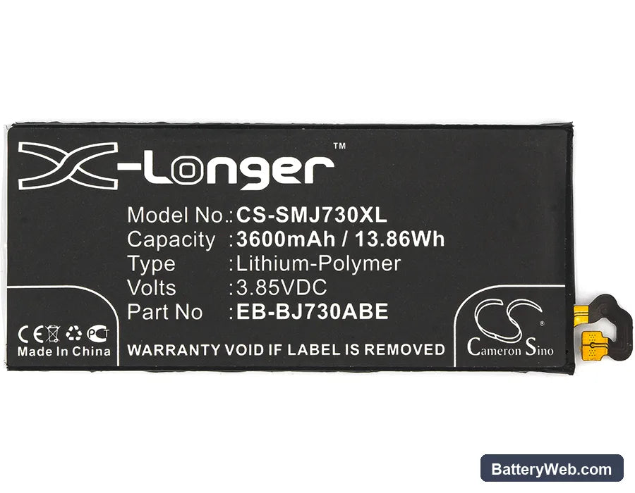 Samsung Galaxy J7 2017 Replacement Battery, 3.85V, 3600mAh, Li-Polymer 5