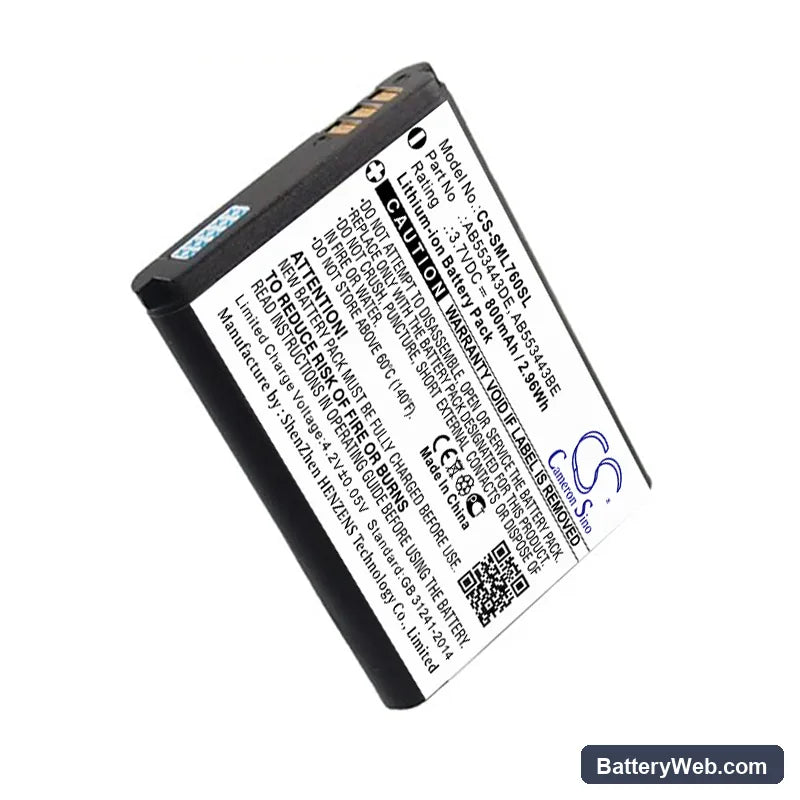 Samsung SGH-L760 Replacement Battery, 3.7V, 800mAh, Li-ion 3