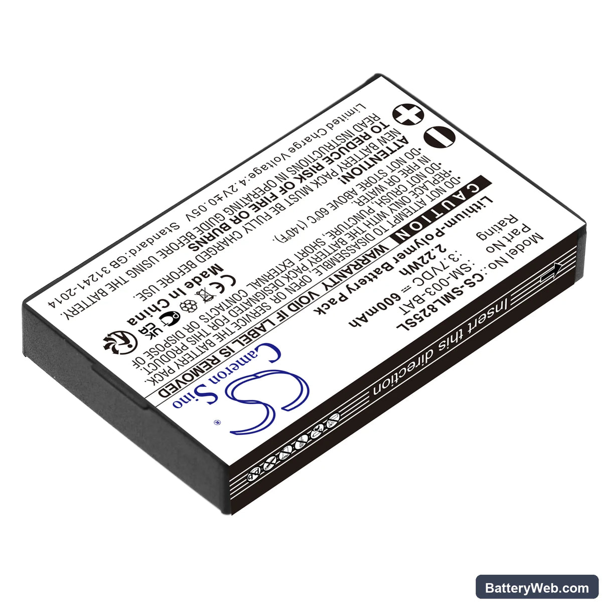 Simolio BIG OVER EAR wireless TV headset SM-825D Pro Replacement Battery, 3.7V, 600mAh, Li-Polymer 2