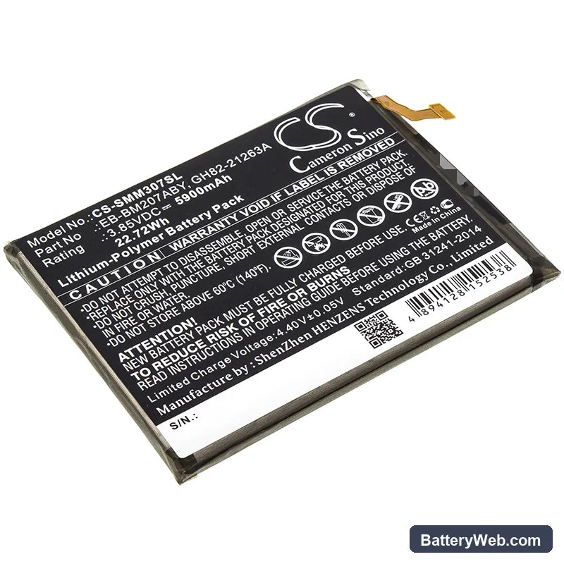 Samsung Galaxy M30s Replacement Battery, 3.85V, 5900mAh, Li-Polymer 1