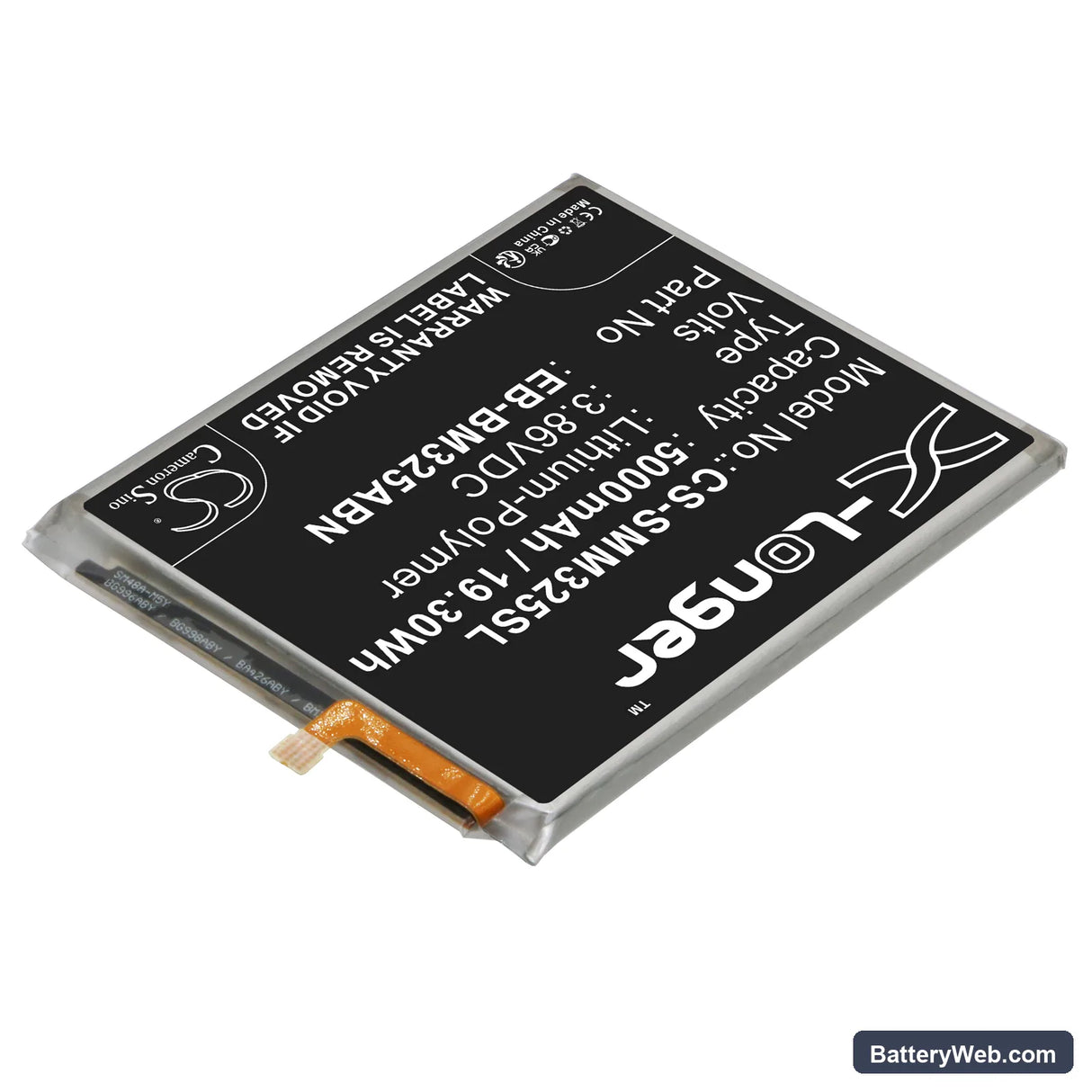 Samsung Galaxy M32 Replacement Battery, 3.86V, 5000mAh, Li-Polymer 2