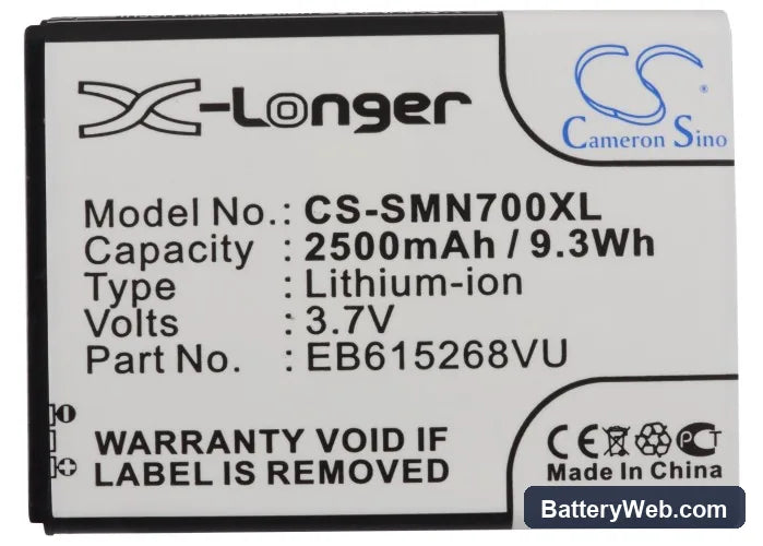 Telstra Galaxy Note Replacement Battery, 3.7V, 2500mAh, Li-ion 5