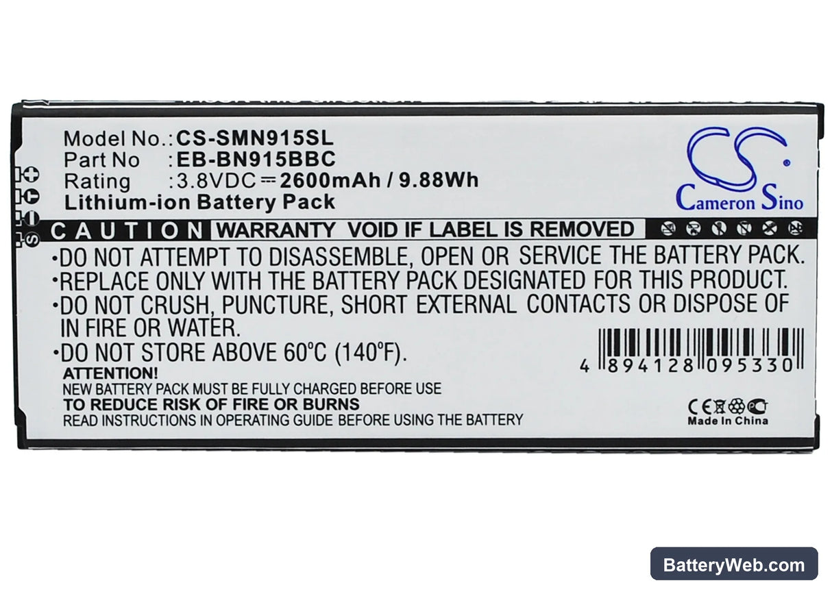 Samsung Galaxy Note Edge Replacement Battery, 3.8V, 2600mAh, Li-ion 5