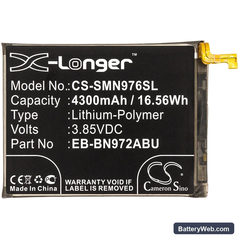 Samsung Galaxy Note 10+ Replacement Battery, 3.85V, 4300mAh, Li-Polymer 3