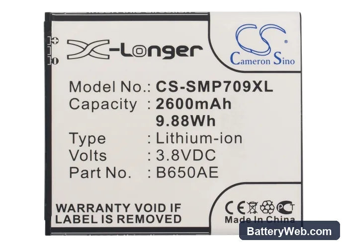 Samsung Galaxy Mega 5.8 Replacement Battery, 3.8V, 2600mAh, Li-ion 5