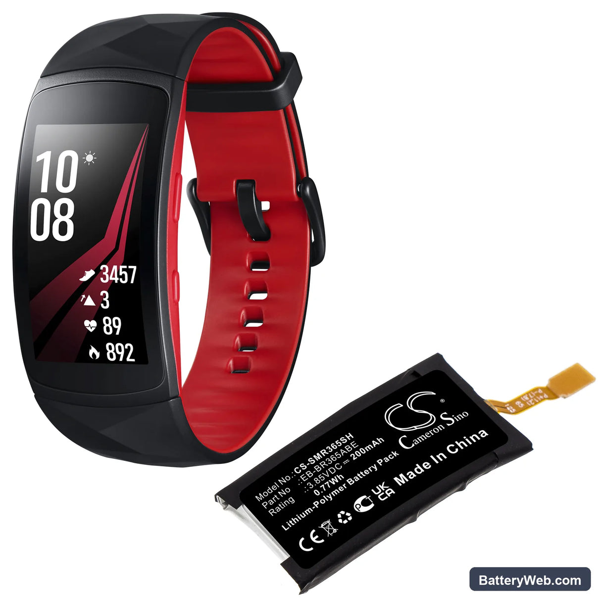 Samsung Gear Fit 2 Pro Replacement Battery, 3.85V, 200mAh, Li-Polymer 5