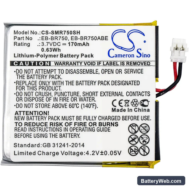 Samsung Gear S Replacement Battery, 3.7V, 170mAh, Li-Polymer 3