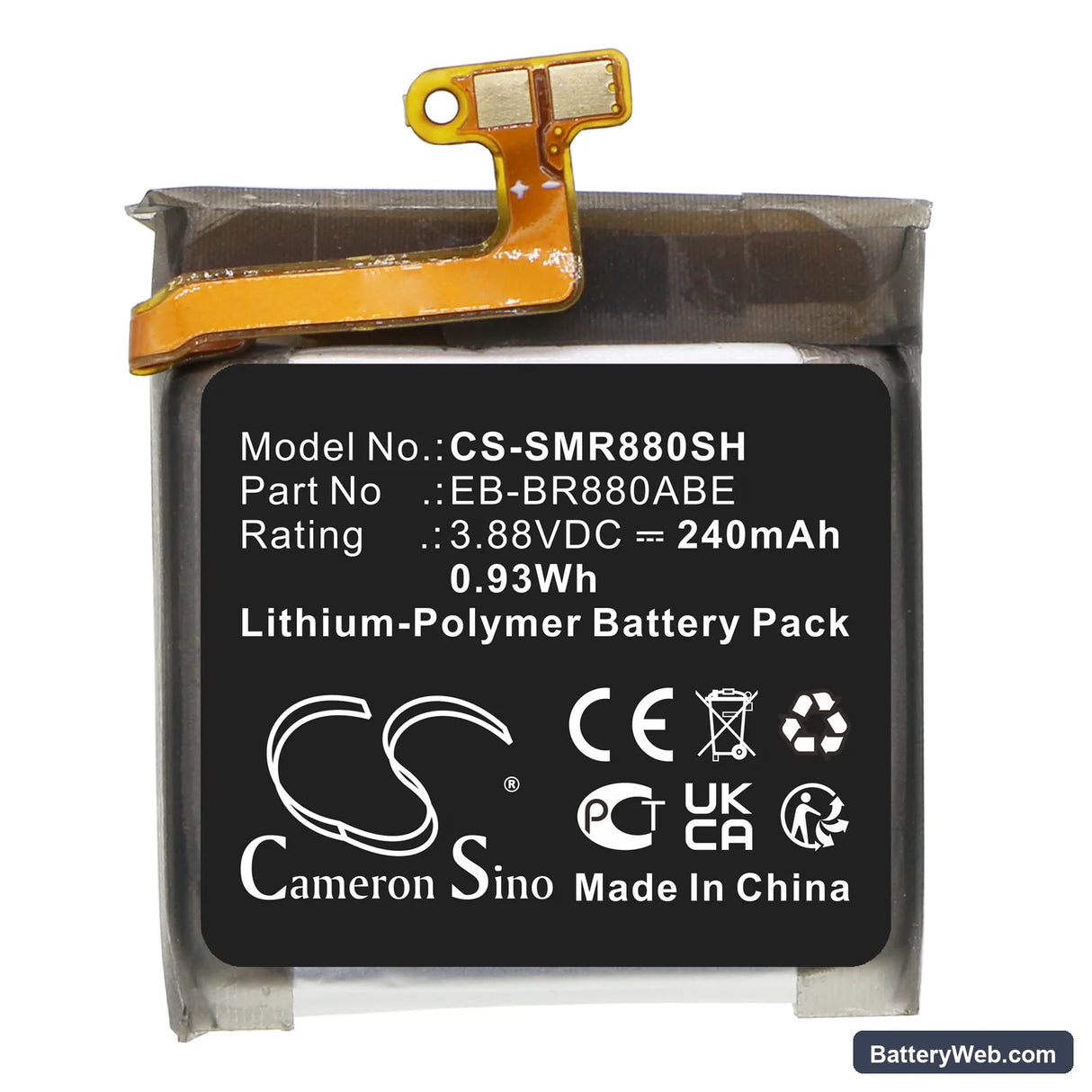 Samsung SM-R880 Replacement Battery, 3.88V, 240mAh, Li-Polymer 3