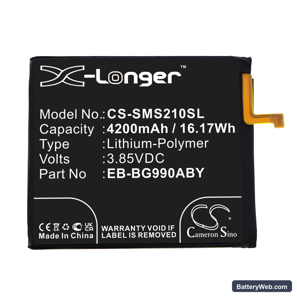 Samsung Galaxy S21 FE 5G Replacement Battery, 3.85V, 4200mAh, Li-Polymer 3