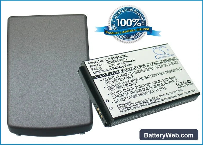 Samsung GT-S5800 Replacement Battery, 3.7V, 2400mAh, Li-ion 1