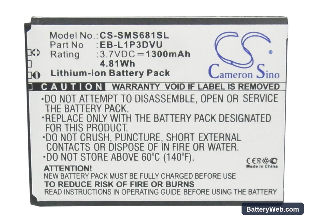 Samsung GT-S6810 Replacement Battery, 3.7V, 1300mAh, Li-ion 5
