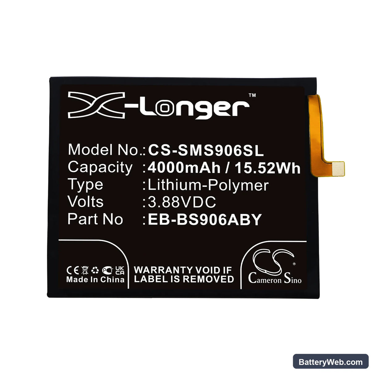 Samsung Galaxy S22 Plus 5G Replacement Battery, 3.88V, 4000mAh, Li-Polymer 3