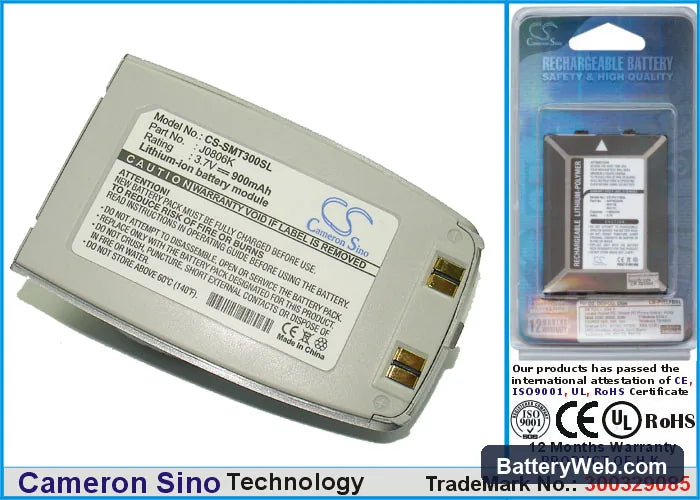 Samsung SGH-T300 Replacement Battery, 3.7V, 900mAh, Li-ion 1