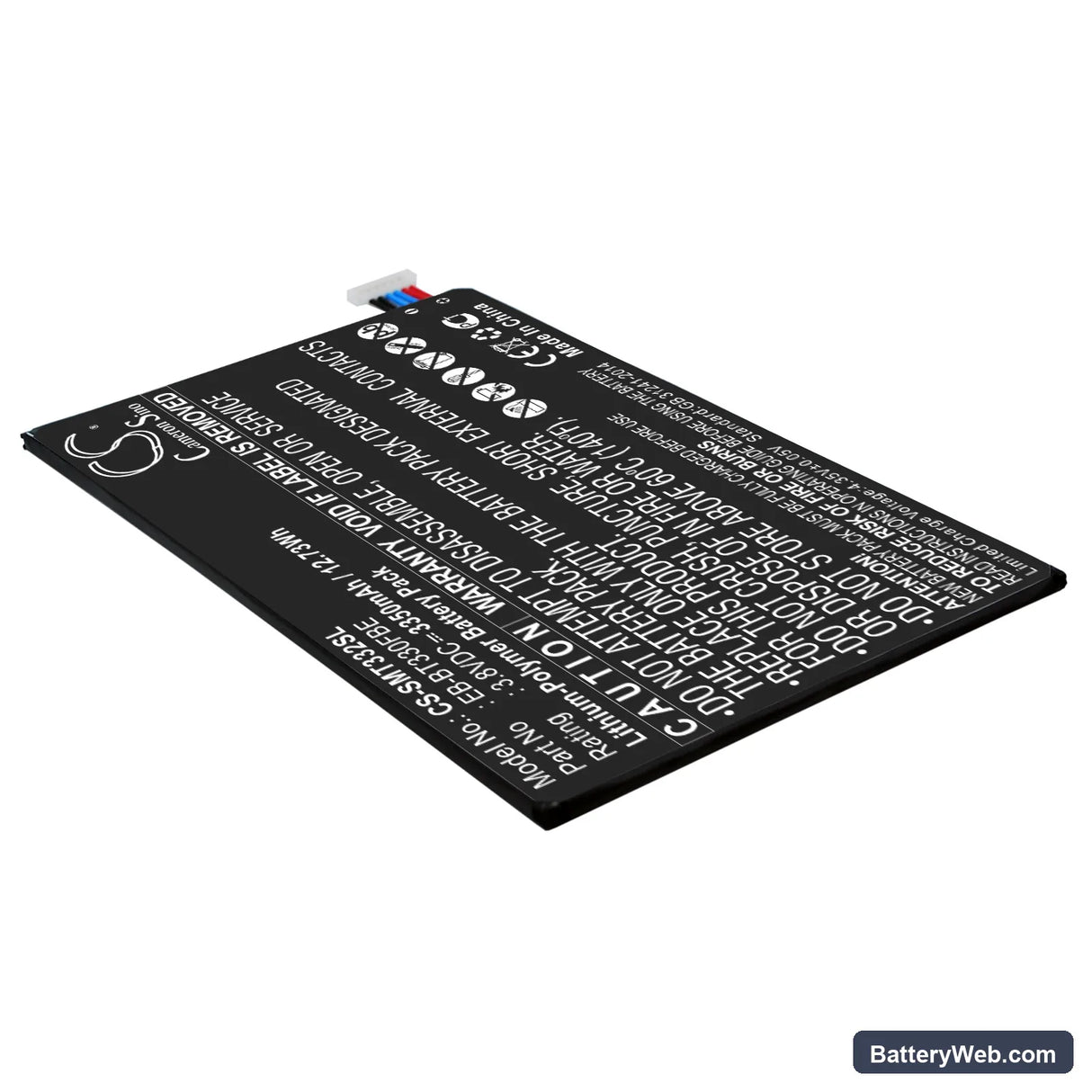 Samsung SM-T331 Replacement Battery, 3.8V, 3350mAh, Li-Polymer 2