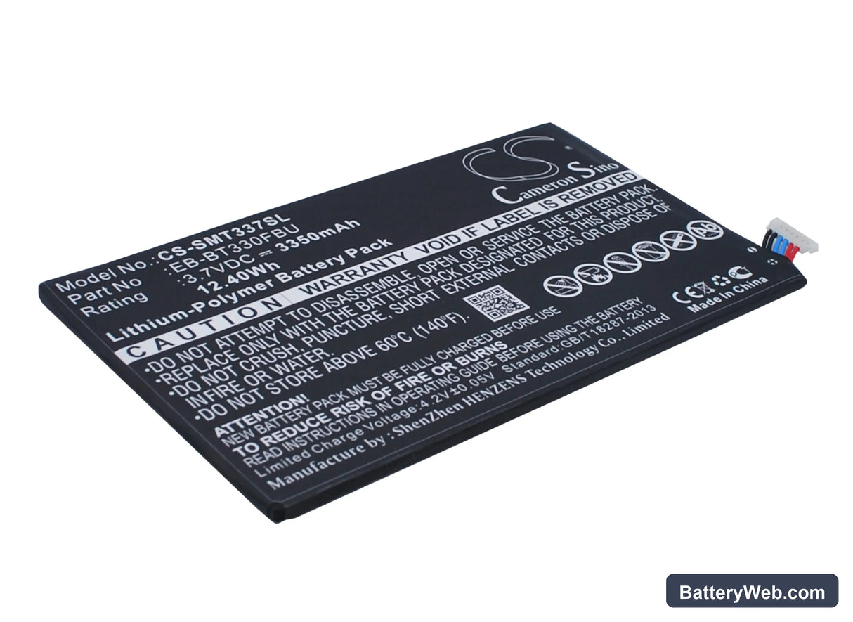 Samsung Galaxy Tab 4 8.0 Replacement Battery, 3.7V, 3350mAh, Li-Polymer 2