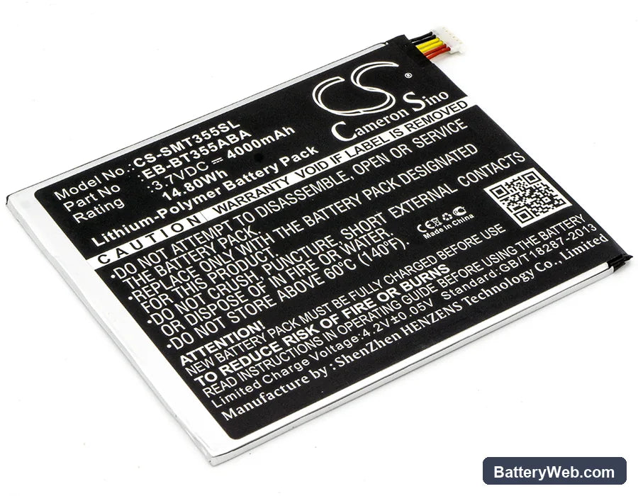 Samsung SM-T355 Replacement Battery, 3.7V, 4000mAh, Li-Polymer 1