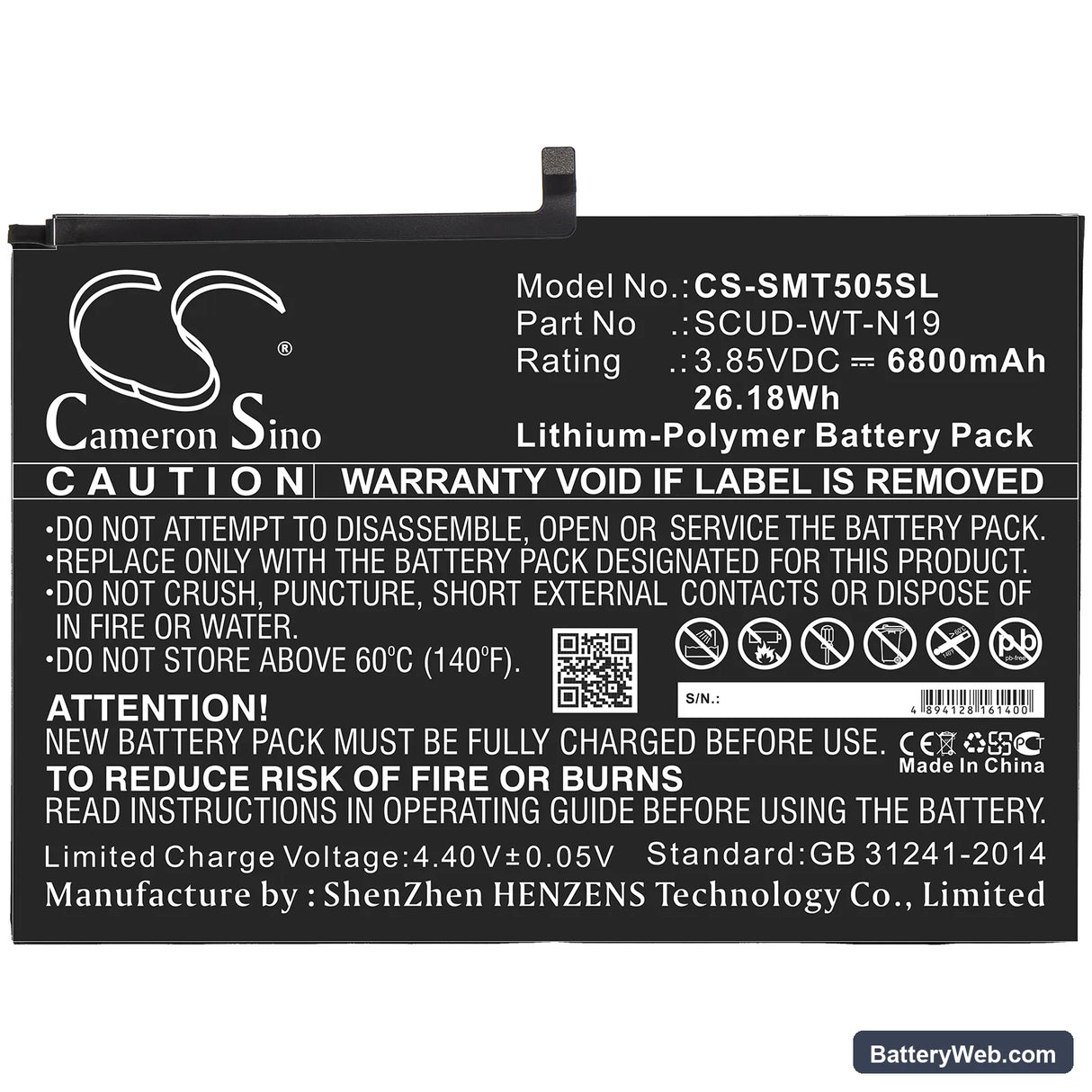 Samsung Galaxy Tab A7 10.4 2020 Replacement Battery, 3.85V, 6800mAh, Li-Polymer 3
