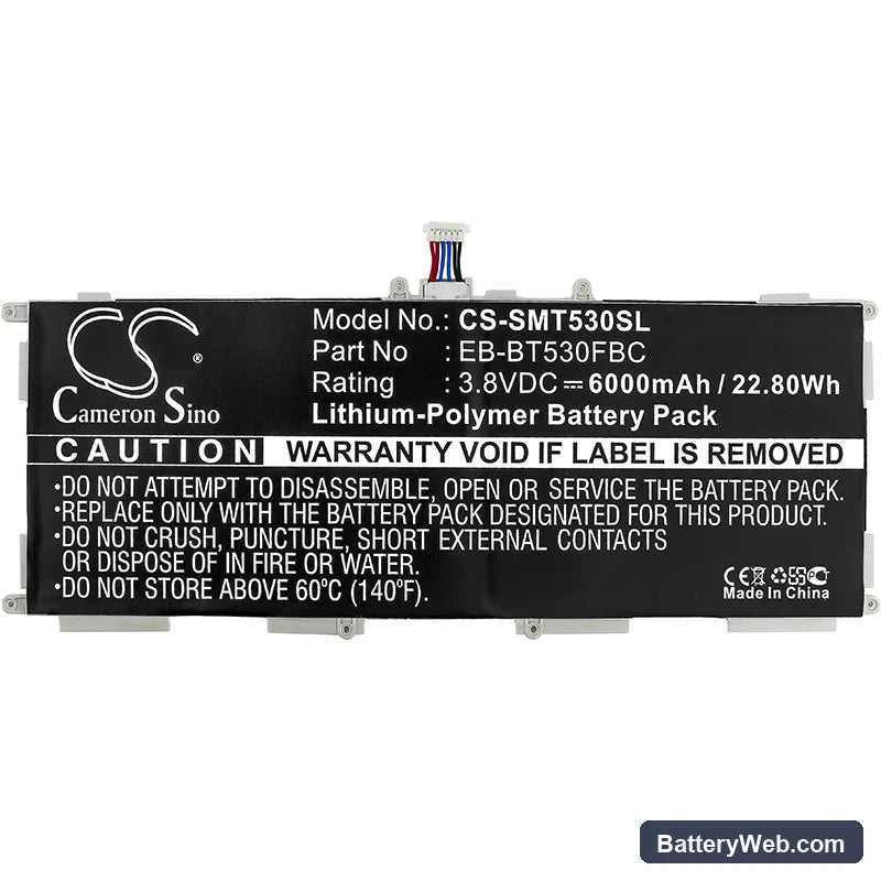Samsung SM-T530 Replacement Battery, 3.8V, 6000mAh, Li-Polymer 3