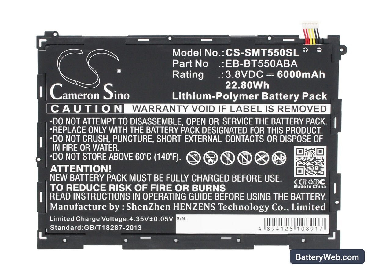 Samsung Galaxy Tab A 9.7 Replacement Battery, 3.8V, 6000mAh, Li-Polymer 5