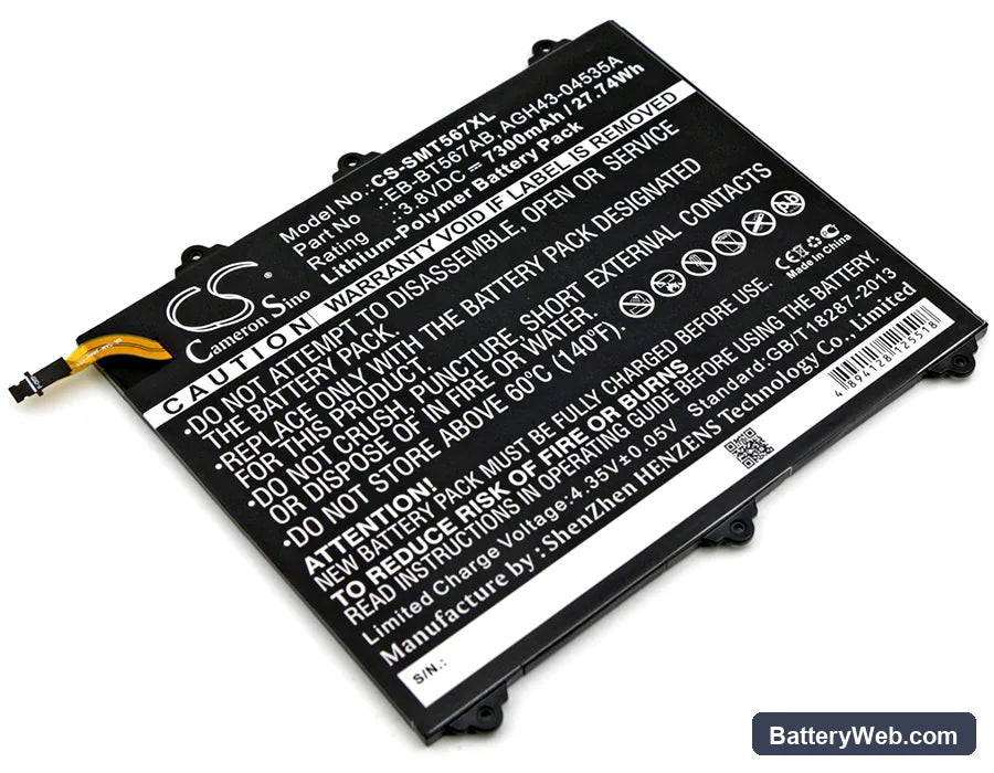 Samsung SM-T567 Replacement Battery, 3.8V, 7300mAh, Li-Polymer 1