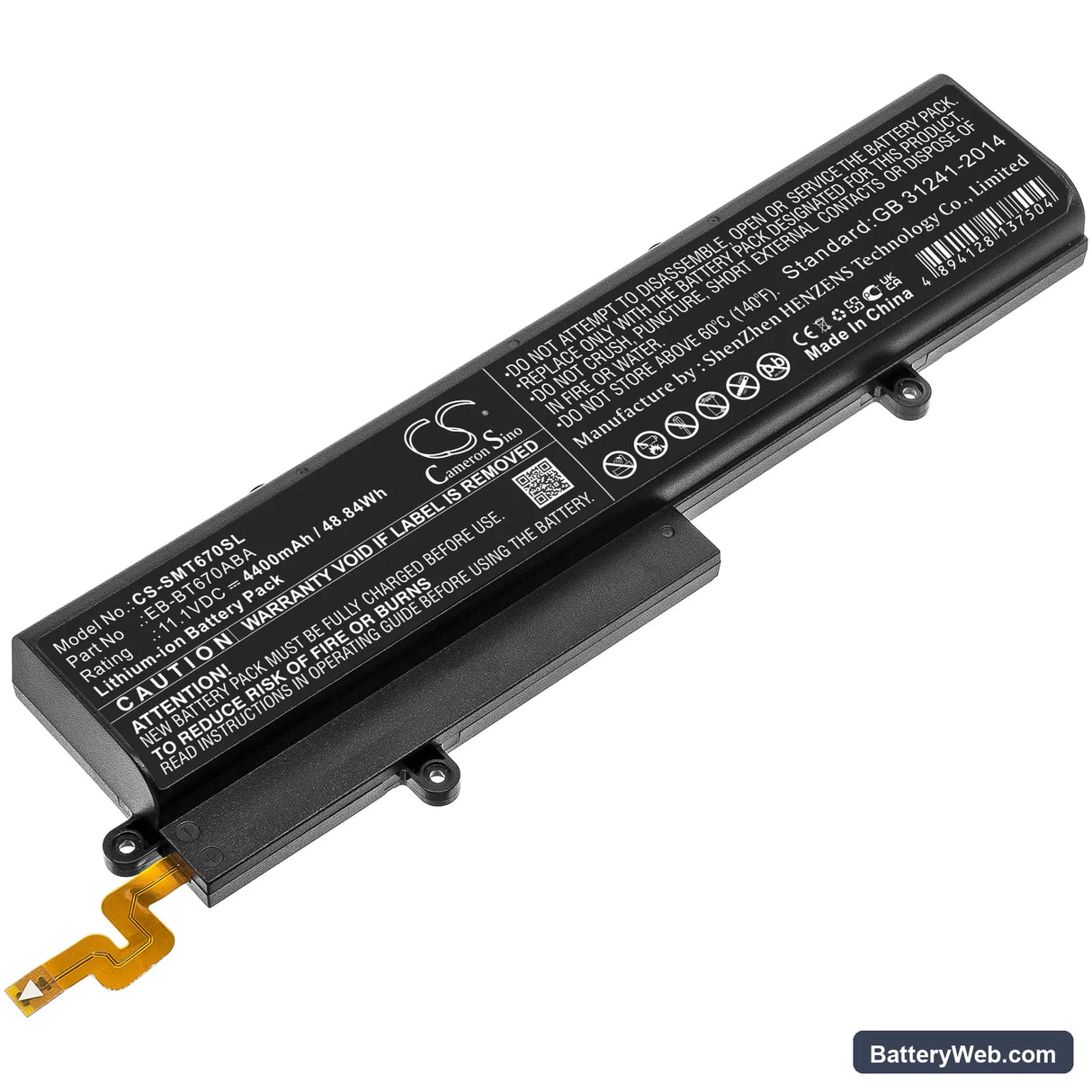 Samsung Galaxy View Replacement Battery, 11.1V, 4400mAh, Li-ion 1
