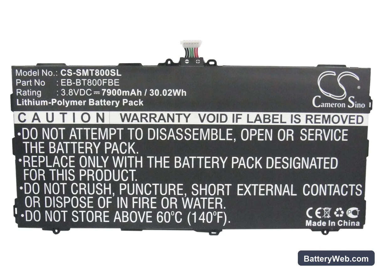 Samsung SM-T800 Replacement Battery, 3.8V, 7900mAh, Li-Polymer 5