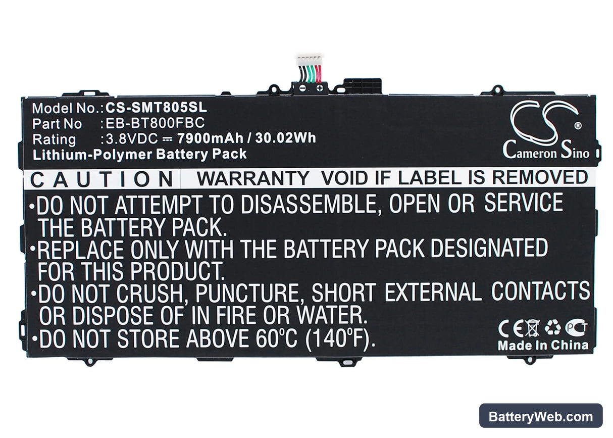 Samsung Galaxy Tab S 10.5 Replacement Battery, 3.8V, 7900mAh, Li-Polymer 1