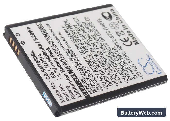 Samsung Galaxy S Hercules Replacement Battery, 3.7V, 1400mAh, Li-ion 5