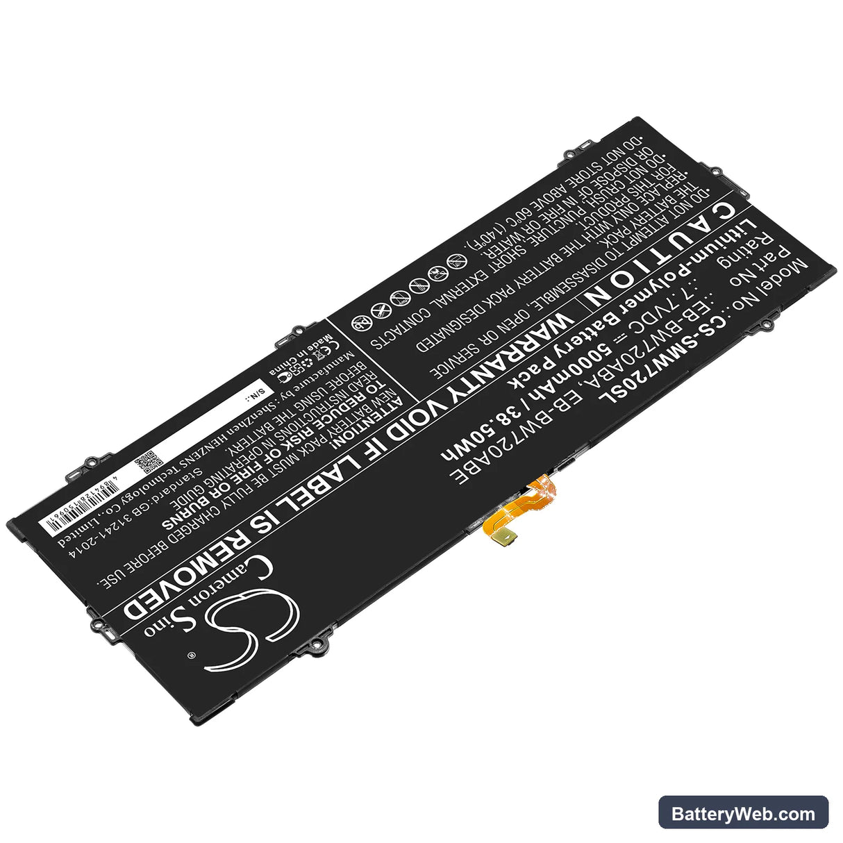 Samsung Galaxy Book 12.0 Replacement Battery, 7.7V, 5000mAh, Li-Polymer 2