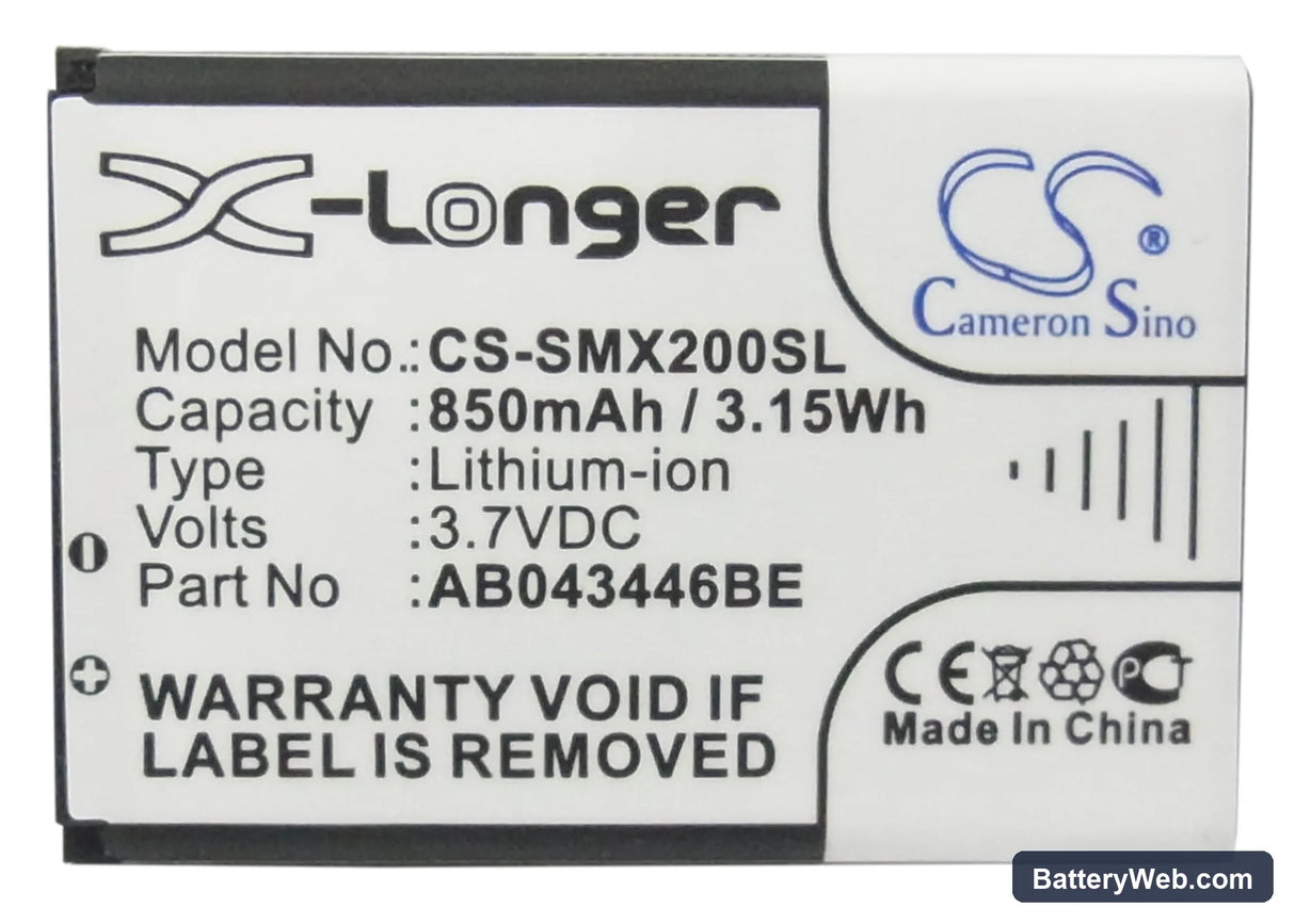 Samsung SGH-C400 Replacement Battery, 3.7V, 850mAh, Li-ion 4