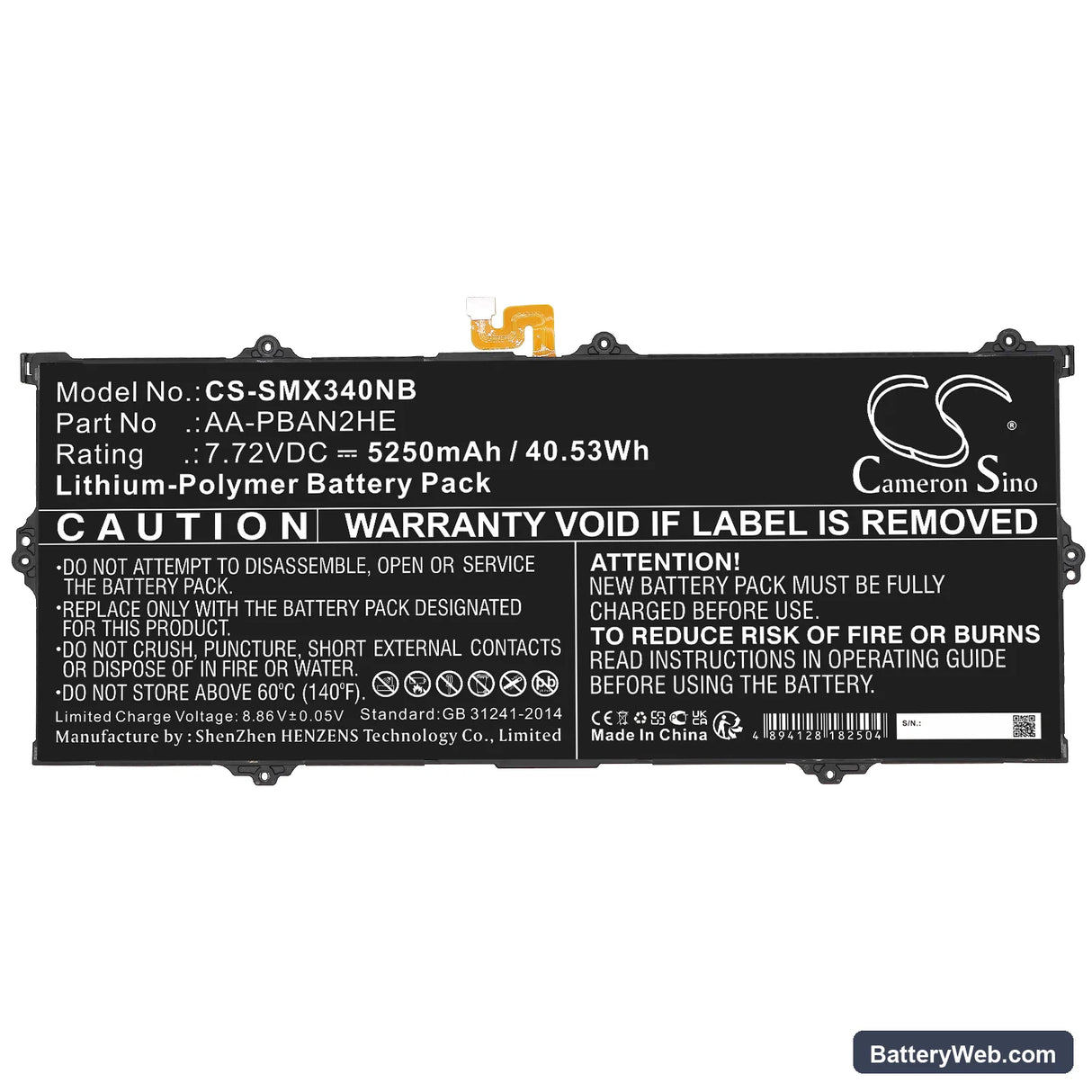 Samsung Galaxy Book Go Replacement Battery, 7.72V, 5250mAh, Li-Polymer 3