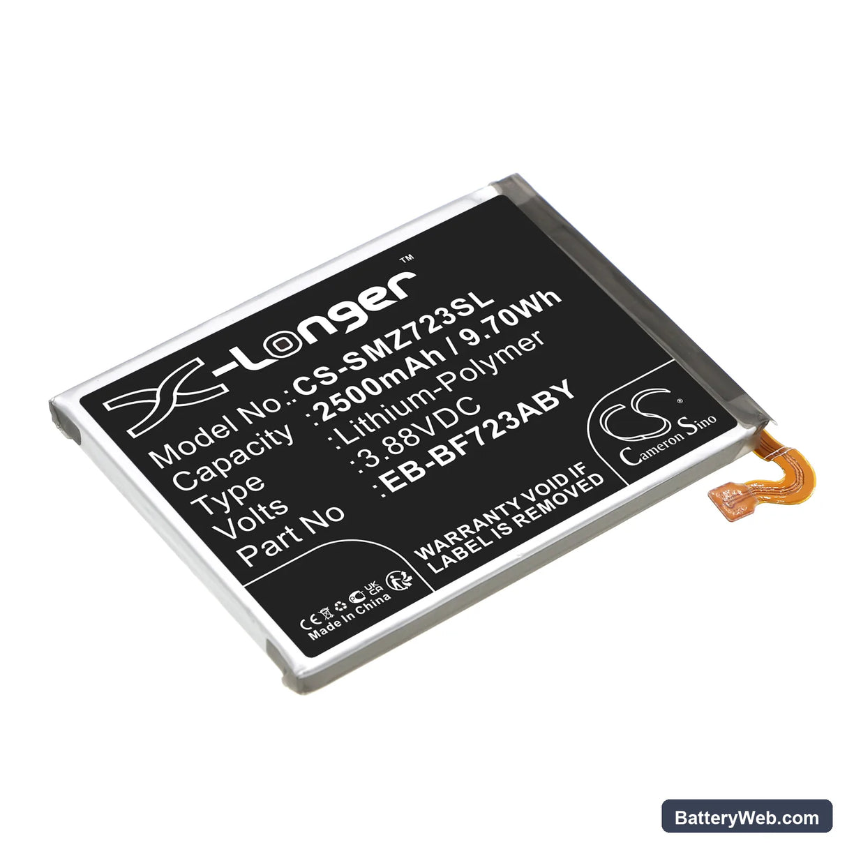 Samsung Galaxy Z Flip 4 Replacement Battery, 3.88V, 2500mAh, Li-Polymer 1