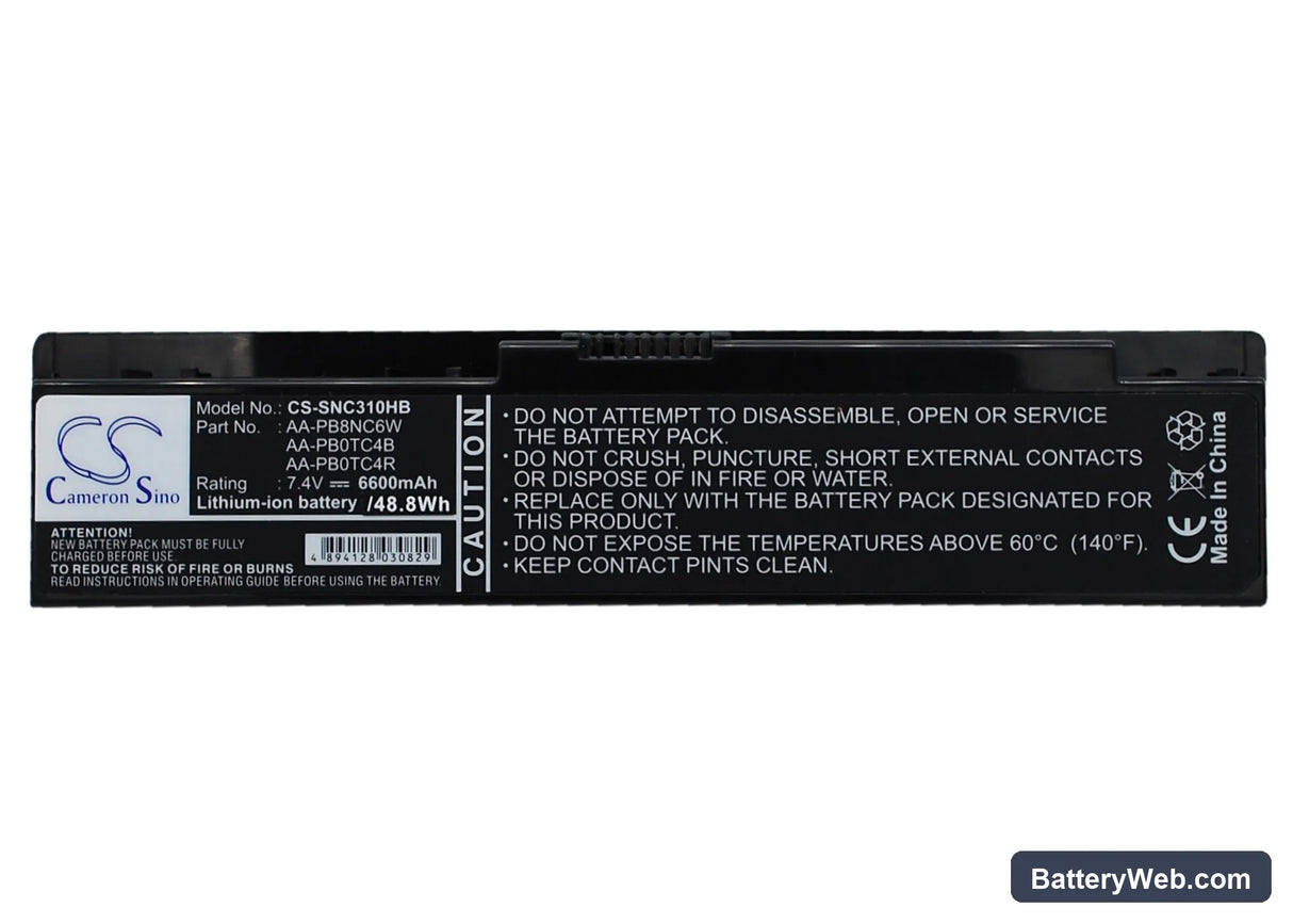 Samsung NP-N310 Replacement Battery, 7.4V, 6600mAh, Li-ion 5