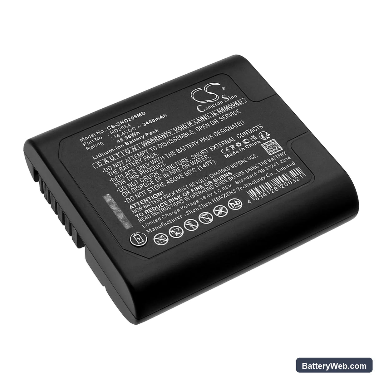 Sunoptics SSL-8000 Replacement Battery, 14.4V, 3400mAh, Li-ion 1
