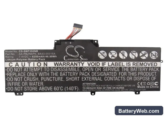 Samsung NP350U2A Replacement Battery, 7.4V, 6350mAh, Li-Polymer 5