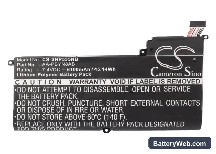 Samsung NP530U4B Replacement Battery, 7.4V, 6100mAh, Li-Polymer 5